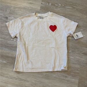 NWT - NEXT Kids Cream Tee with Red Heart - 5-6 years size